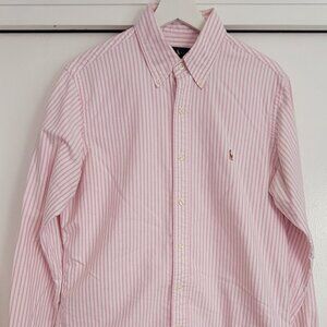 Men's Ralph Lauren pink and white button down (Size: M)